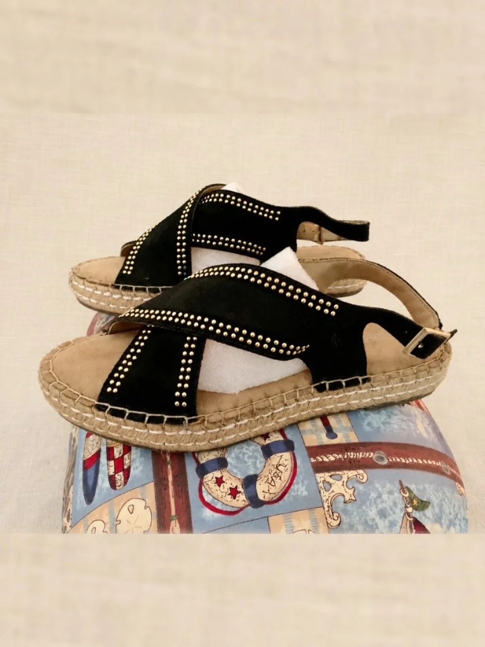 Aerosoles Espresso Studded Espadrille Sandals 9